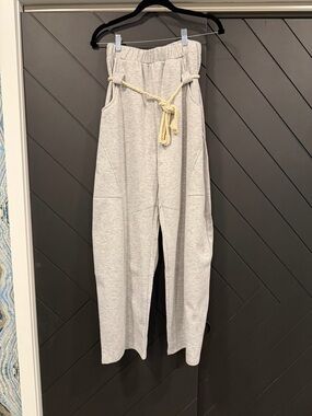 NWT High-Waist Wide Leg Lounge Pants in Light Gray S